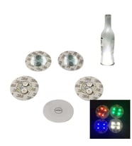 Parti Led Şişe Bardak Altlığı 6cm Parlak 4 LED Flaş Dekor Işık 7 Renk