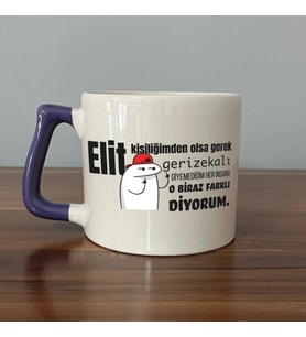 Elit Kişiliğimden Olsa Gerek Baskılı Mor Kulplu D Kupa