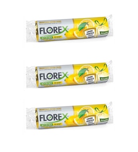 Florex 60 Litre Büzgülü Limon Kokulu Sarı Çöp Torbası Poşeti / 65 x 70 Cm. - 10 Adetlik 3 Rulo