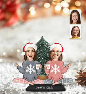 Kişiye Özel Yılbaşı Kadın Arkadaş Ahşap Biblo-3
