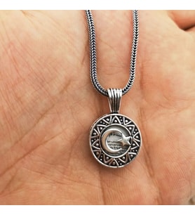Ay Yıldız Tasarımlı cevşeni Kebir Dua 925 Ayar Gümüş Erkek Kolye