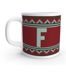 F Harfi Kış Kırmızı Yılbaşı Noel Örgü Tasarım  Harfli Kupa Bardak