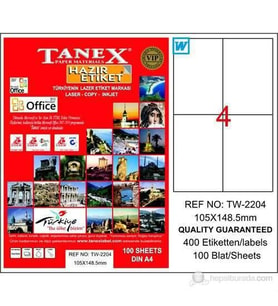 Tanex TW-2204 - 105 x 148,5 mm Laser Etiket 100 Adet