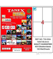 Tanex TW-2204 - 105 x 148,5 mm Laser Etiket 100 Adet