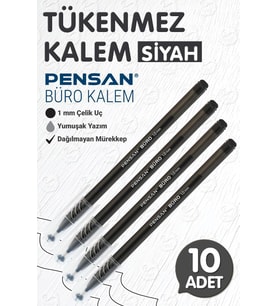  Pensan Büro 1.0 Mm Siyah Tükenmez Kalem 10 Adet-T1027