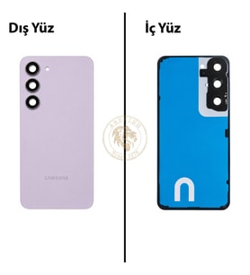 Samsung Galaxy S23 Lavanta Renk Lensli Arka Kapak Arka Cam Batarya Kapağı Pil Kapağı Lazer Kesim Back Cover Galaxy S23 Uyumlu