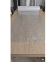 140 X 200 CM Silinebilir Lüks Masa Örtüsü Şeffaf Hasır Desen GRİ Pvc Masa Örtüsü (Çok Renkli)