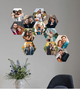 Kişiye Özel 12 Fotoğraflı Altıgen Mdf Tablo