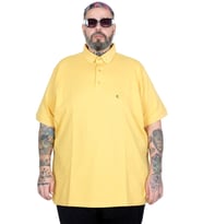 Mode XL Battal Beden Erkek Tshirt Polo Yaka Nakışlı Klasik Pike 20553 Hardal