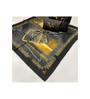 Ethnic Desen Black Seri Twill Eşarp Eşarp Askısı ile Birlikte 90x90 cm Siyah Sar