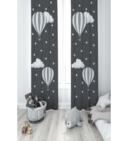 MEKTA HOME BEBEK VE ÇOCUK ODASI Bulutlu Yıldız ve Uçan Balon Desenli 2 Kanat Fon Perde
