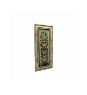 Sevimli Baykuşlar Baskılı Taş Tablo 20x46