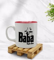 BK Gift Kişiye Özel Baba Godfather Tasarımlı İçi Kırmızı Renkli Kupa Bardak Model 5
