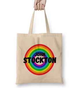 John Stockton- Basketball gifts Vintage Retro Rainbow Quotes For BOYS AND Ddad Bez Çanta Uzun Saplı