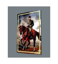 Miyrem Glasses Collection -A1^#  Gold Şerit At Üzerinde Atatürk Cam Tablo (Çok Renkli)