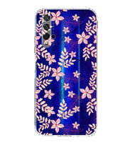 Huawei Honor 20  Kamera korumalı Kapak Floral Kırmızı Tasarımlı  Şeffaf Kılıf