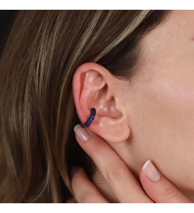 Yuvarlak Mavi Zirkon Taşlı Rose Gold Kaplama Gümüş Kıkırdak Küpe