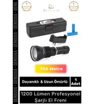 Premium Seri 750 Metre Menzilli Ultra Yüksek Aydınlatma 1200 Lümen Profesyonel Şarjlı El Feneri