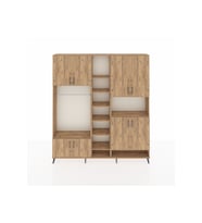 Arges Gardrop 18 Raflı 8 Kapaklı Tek Askılı 220x30x243 Çam-Çam