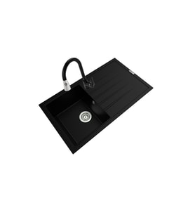 POLEX Cristalüx Granit Eviye P-03+Spiralli Siyah