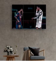 Ronaldo ve Messi Baskılı 9 Parçalı Puzzle MDF Tablo