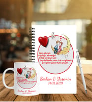 Sevgililer Gününe Özel Ahşap Defter Kalem & Kupa Hediye Seti 21