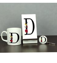 D Harfi Üçlü Set (Kupa + Telefon Standı + Anahtarlık)