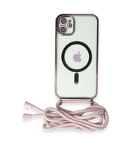 iPhone 11 Kılıf Divo Lazer Askılı Magsafe Kapak - Pembe