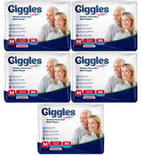 Giggles Hasta Bezi Yetişkin Bel Bantlı Tekstil Yüzey Orta - Medium (M) 150 Adet (5PK*30)