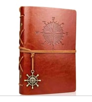 Pusula Temalı Deri Defter – Bağcıklı Nostaljik Retro Vintage Tasarım, Spiralli Denizci Konseptli Eskitme Sayfalı Çizgisiz Günlük Anı Hatıra Ajanda  Premium Hediyelik Seri