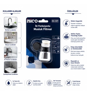 12 ADET MUSLUK UCU FİLTRESİ 2 FONKSİYONLU 360° DERECE DÖNEBİLEN BAŞLIK 16-19MM CAŞLIK ÇAPI (5343)