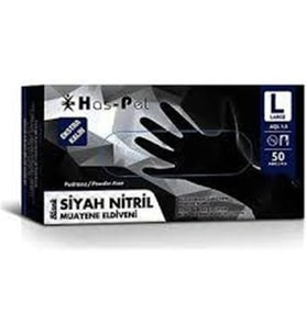 HASPET SİYAH NİTRİL ELDİVEN L BEDEN  50 ADET