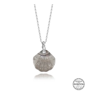 Swarovski Crystal Taşlı Deniz Kabuğu Gümüş Kadın Kolye