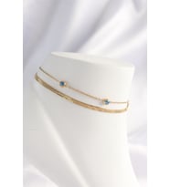 316L Çelik Gold Renk Nazar Boncuk Tasarımlı 2li Halhal - EBJ240822W26859 (Renksiz)