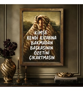BK Gift Vintage Klasik Sanat Esprili Sözlü Masif Ahşap Çerçeveli Dekoratif Tablo - 16