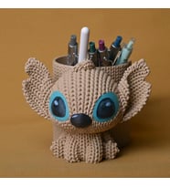 3D Baskı Knitted Kalemlik - Sevimli Karakterli Masaüstü Kalem Organizeri-Bej
