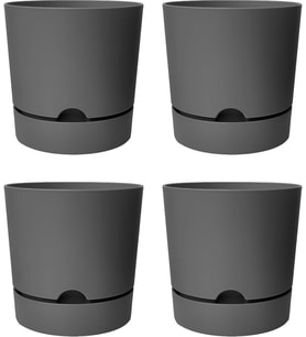Begonya Saksı Tabaklı Drenajlı Mat Plastik Çiçek Saksısı (4 Adet, 9 Litre, 25cm, Gri)