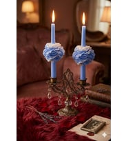 Şakayıklı Şamdan 2'li Mum - Mumelia Candles Doğal Soya Kutulu Dekoratif Mum - Buz Mavisi