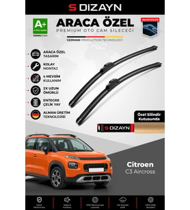 S-Dizayn Citroen C3 Aircross Ön Cam Silecek Seti 2017-2024 Premium Araca Özel 65-40 Cm A+ Kalite