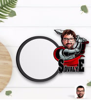 BK Gift Kişiye Özel Şövalye Karikatürlü Ahşap Bardak Altlığı-1