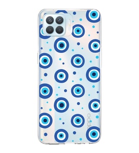 PrintiFy Oppo Reno 4 Lite  ile Uyumlu 1mm Slim Fit Nazar Boncuğu 1 Baskılı Şeffaf  Kılıf