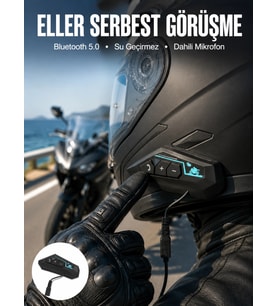 Kask Kulaklığı Motosiklet Intercom Interkom Dinleme Konuşma Özellikli Su Geçirmez