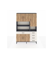 Arges Dolap 9 Raflı 5 Çekmeceli 5 Kapaklı 132x30x195 Antrasit-Çam/Aytaşı