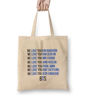 WE LOVE YOU BTS ARMY GIFT Bez Çanta Uzun Saplı