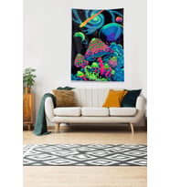 Multirenk Mushroom Mantar Leke Tutmaz Kadife Kumaş Duvar Örtüsü Duvar Halısı Tapestry (Çok Renkli)