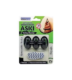 Vodaseal HB-01 Siyah İz Bırakmayan Askı 3 Adet