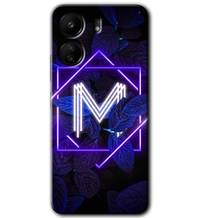 Xiaomi Redmi 13C Kılıf HD Desen Baskılı Kılıf - Dark Neon Yaprak M Harfi