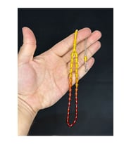 SEVGİLİYE ÖZEL HEDİYE 5MM X 8MM ARPA KESİM SARI - KIRMIZI GEÇİŞLİ TOZ KEHRİBAR TESBİH H-1477.