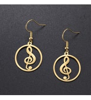 Kişiye Özel 925 Ayar Gümüş Müzik Notası Küpe (Gold)