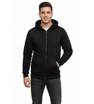 Erkek Büyük Beden Kapüşonlu Fermuarlı Sweatshirt 6549 BGL-ST05012 (Siyah)